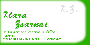 klara zsarnai business card